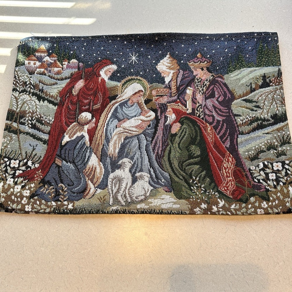 Nativity scene two piece‎ placemats Cloth 19x13. Christmas/ Christ / Bethlehem